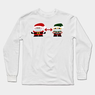 Santa Claus Y Elfo Con Distancia De Seguridad Long Sleeve T-Shirt